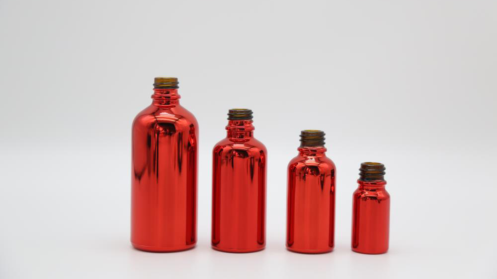 Professional Red Color Electroplating Essential Oil Serum Pump Bottle