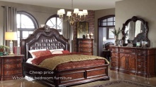 American style cheap price solid wood wooden double bed WA192