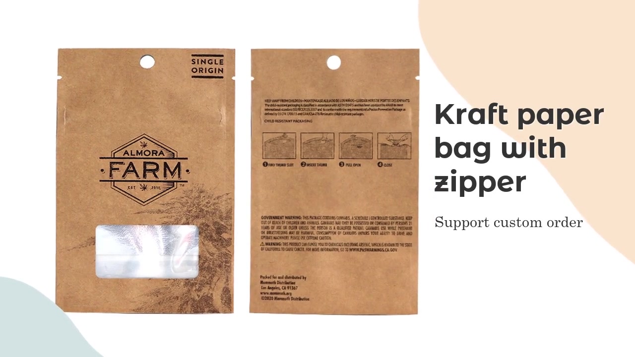 Professional High quality kraft paper bag with zipper manufacturers