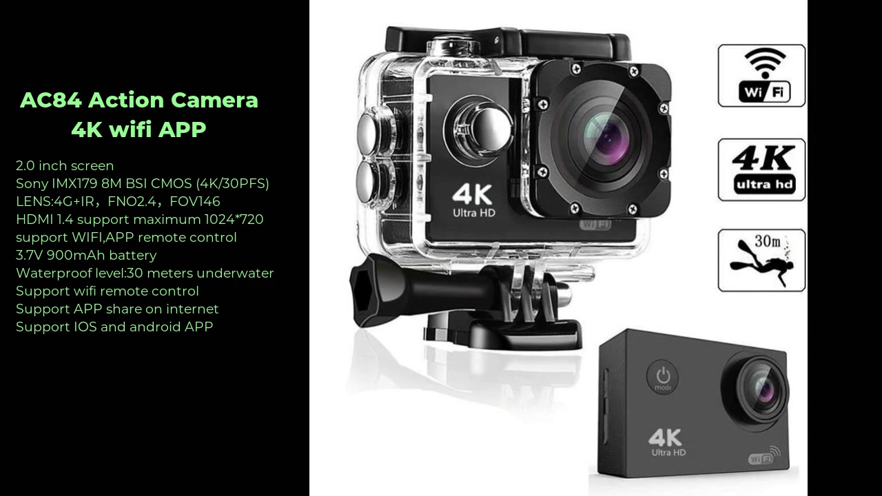 बेस्ट AC84 एक्शन कैमरा 4K फैक्टरी मूल्य -