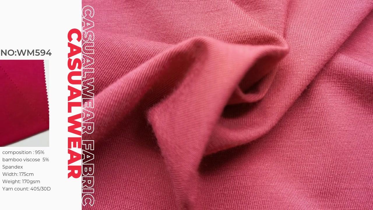 Tessuto in jersey di viscosa spandex di bambù antistatico per felpa con cappuccio, pullover top, intimo, t-shirt, polo, pigiameria per bambini