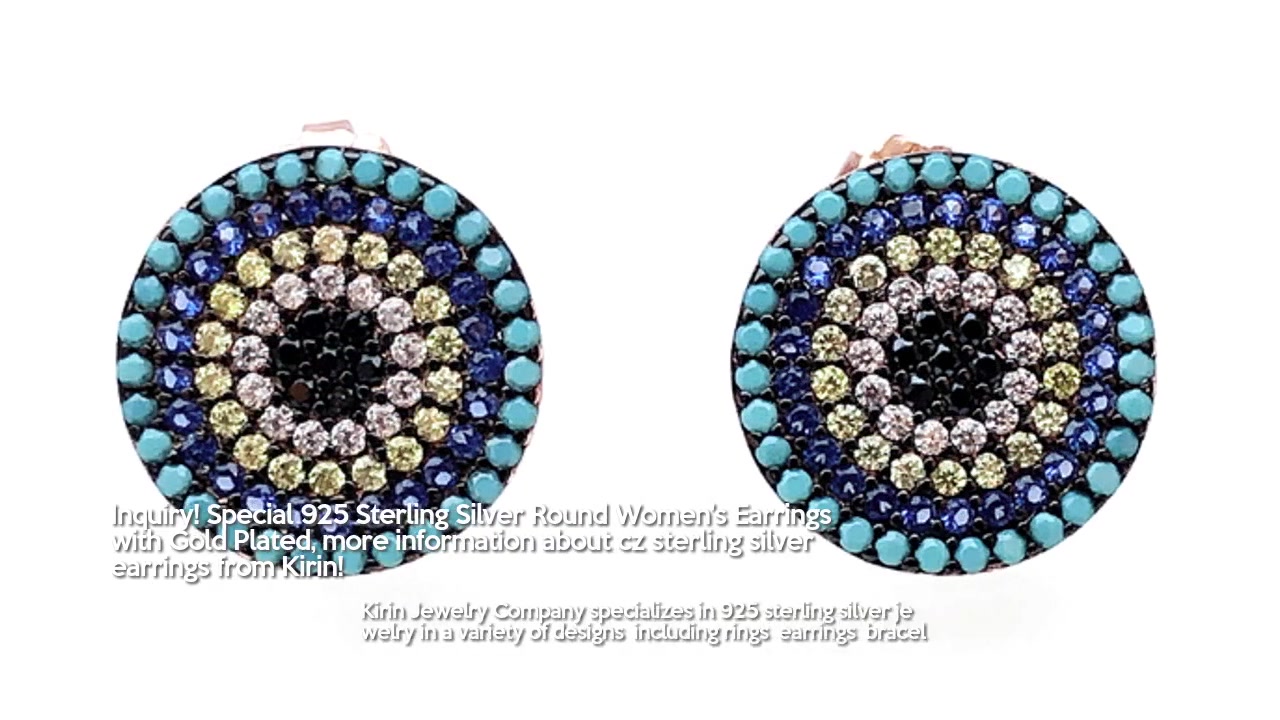 Special 925 Sterling Silver Round Women's Earrings with Gold Plated 35802