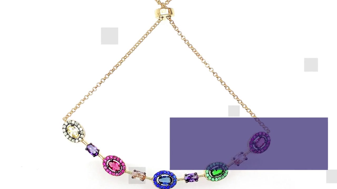 Multi Color 925 Sterling Silver CZ Bracelet with Gold Plated for Woman 62137