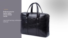 HighQuality Briefcase genuine leather zipper closure simple handle Wholesale-高峰