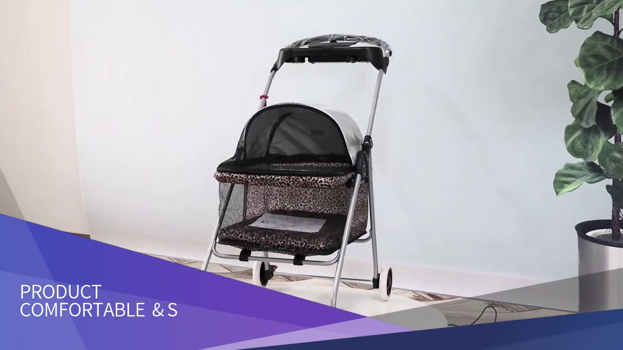 Dog Stroller Pet Stroller Cat Strollers Jogger Folding Travel Carrier Durable 4 Wheels Doggie Cage with Cup Holders 35Lbs Capacity Waterproof Puppy Strolling Cart for Small-Medium Dogs, Cats