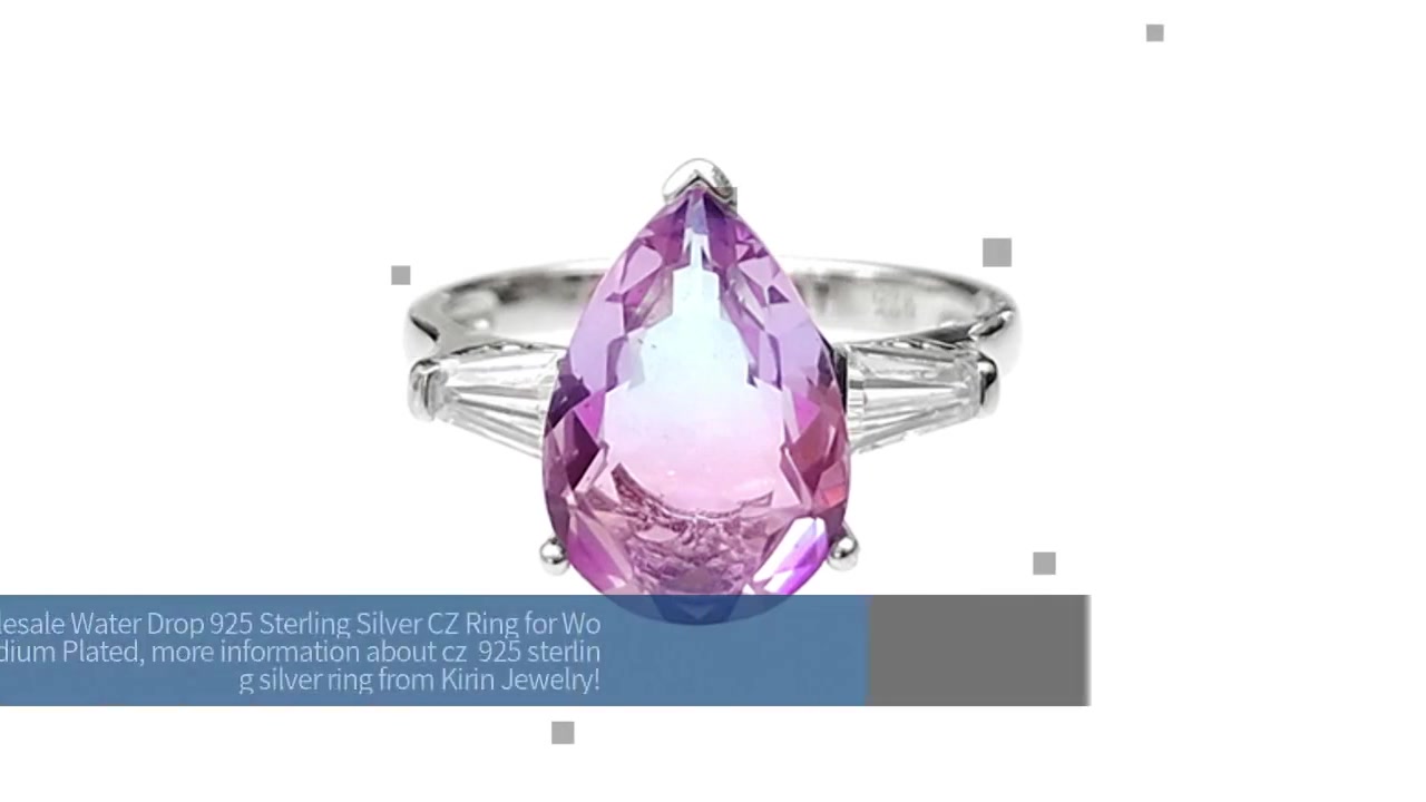 Wholesale Water Drop 925 Sterling Silver CZ Ring for Woman with Rhodium Plated 102263