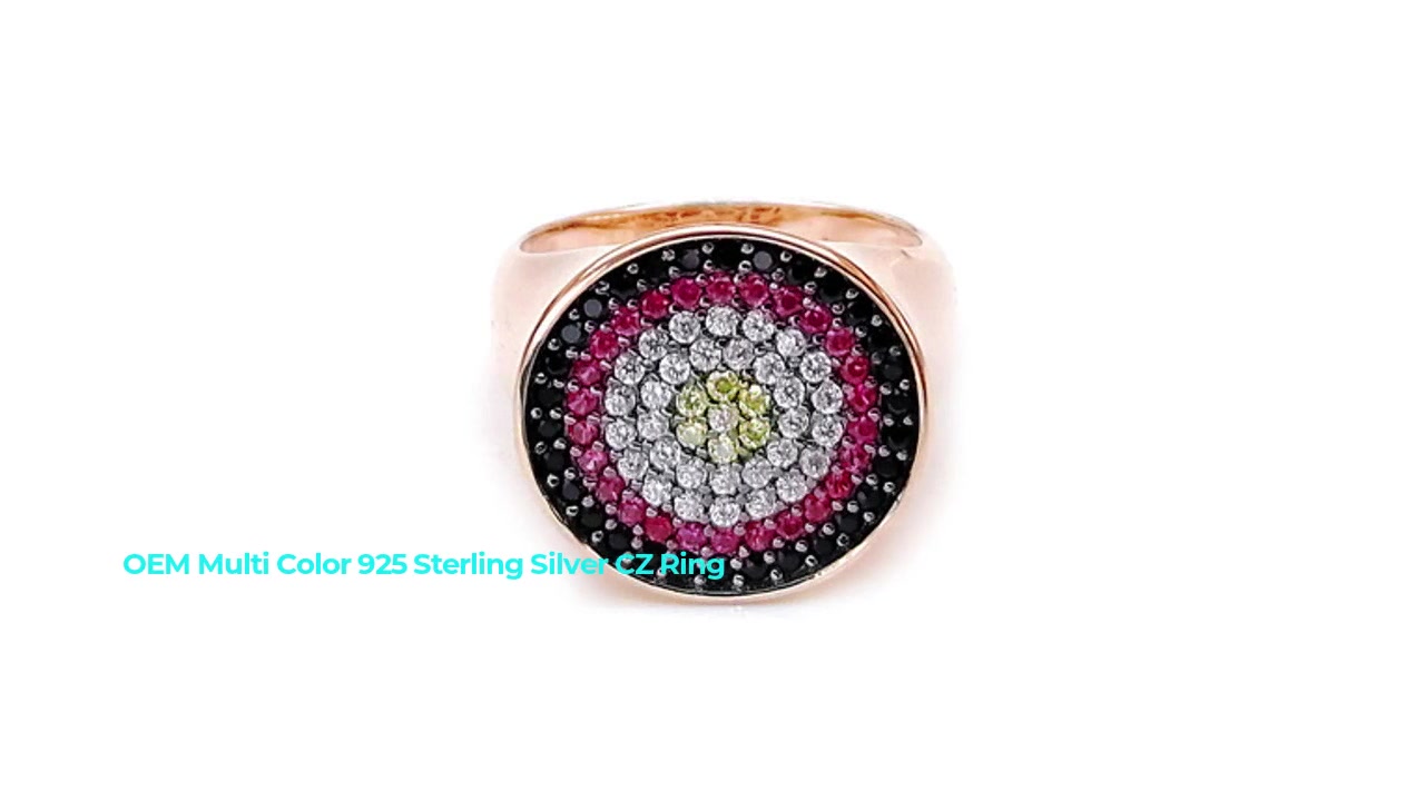Professional OEM Multi Color 925 Sterling Silver CZ Women's Ring with Gold Plated 85203