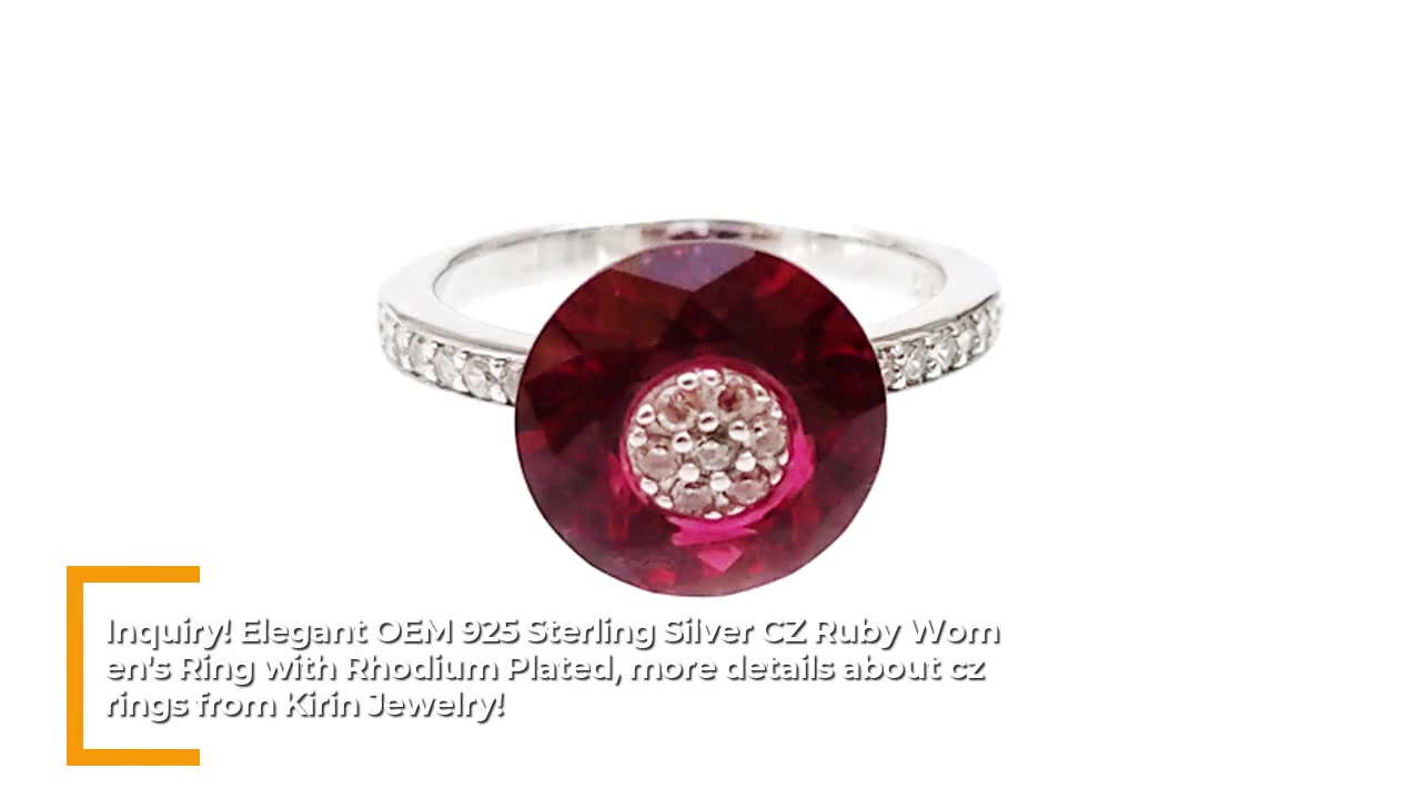 Elegant OEM 925 Sterling Silver CZ Ruby Women's Ring with Rhodium Plated 85051RW