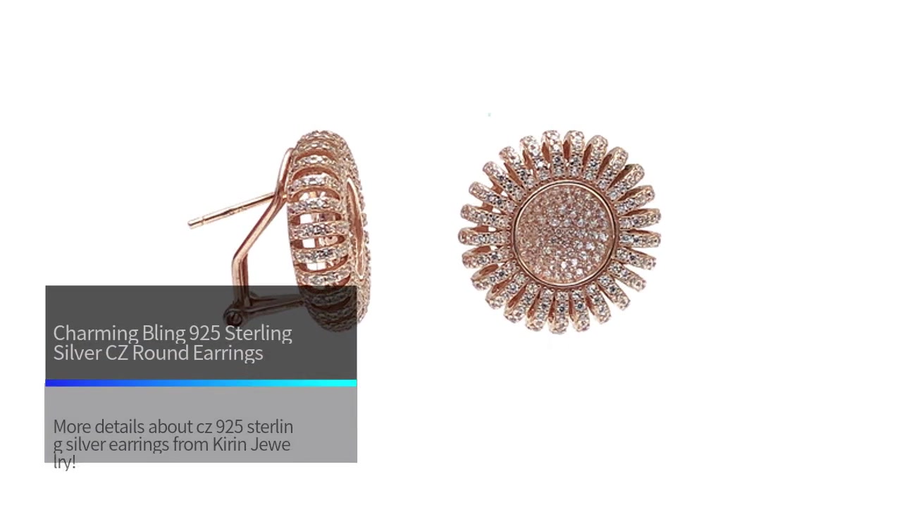 Charming Bling 925 Sterling Silver CZ Round Earrings with Rose Gold Plated for Woman 34689