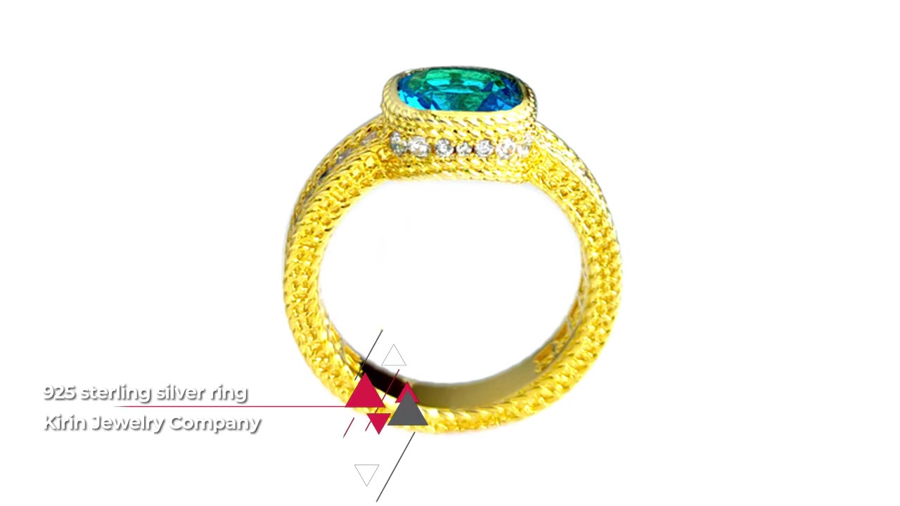 New Trendy Engagement 925 Sterling Silver Ring with Gold Plated for Woman 106891