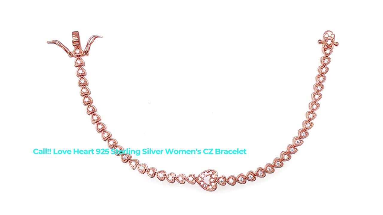 Love Heart 925 Sterling Silver Women's CZ Bracelet with Rose Gold Plated 60091