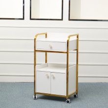 Yoocell New Spa Hair Salon Equipment Furniture Gold Frame Hair Salon Trolley Beauty Salon With Wheels Extension-OC2059