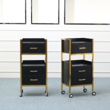 Yoocell Gold Color Hair Salon Furniture Trolley Stainless Steel Manufacturer Nail Shop Plywood Trolley-OC2048E
