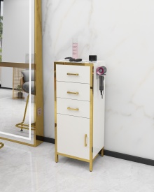 Yoocell Gold Frame White Solid Wood High Quality Practical Tool Cabinet for Beauty Trolley Salon-OC2055
