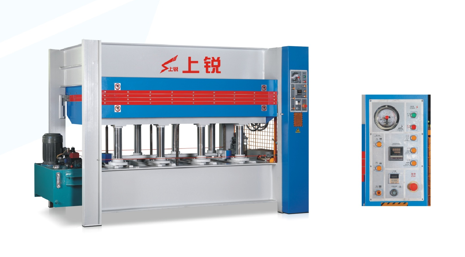 Máquina de prensa en quente de placas ignífugas multicapa personalizada para a fábrica de mobles
