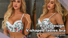 INENEMIS Rose Design Floral Pattern Fashion V-shaped Ladies Bra B6061#7