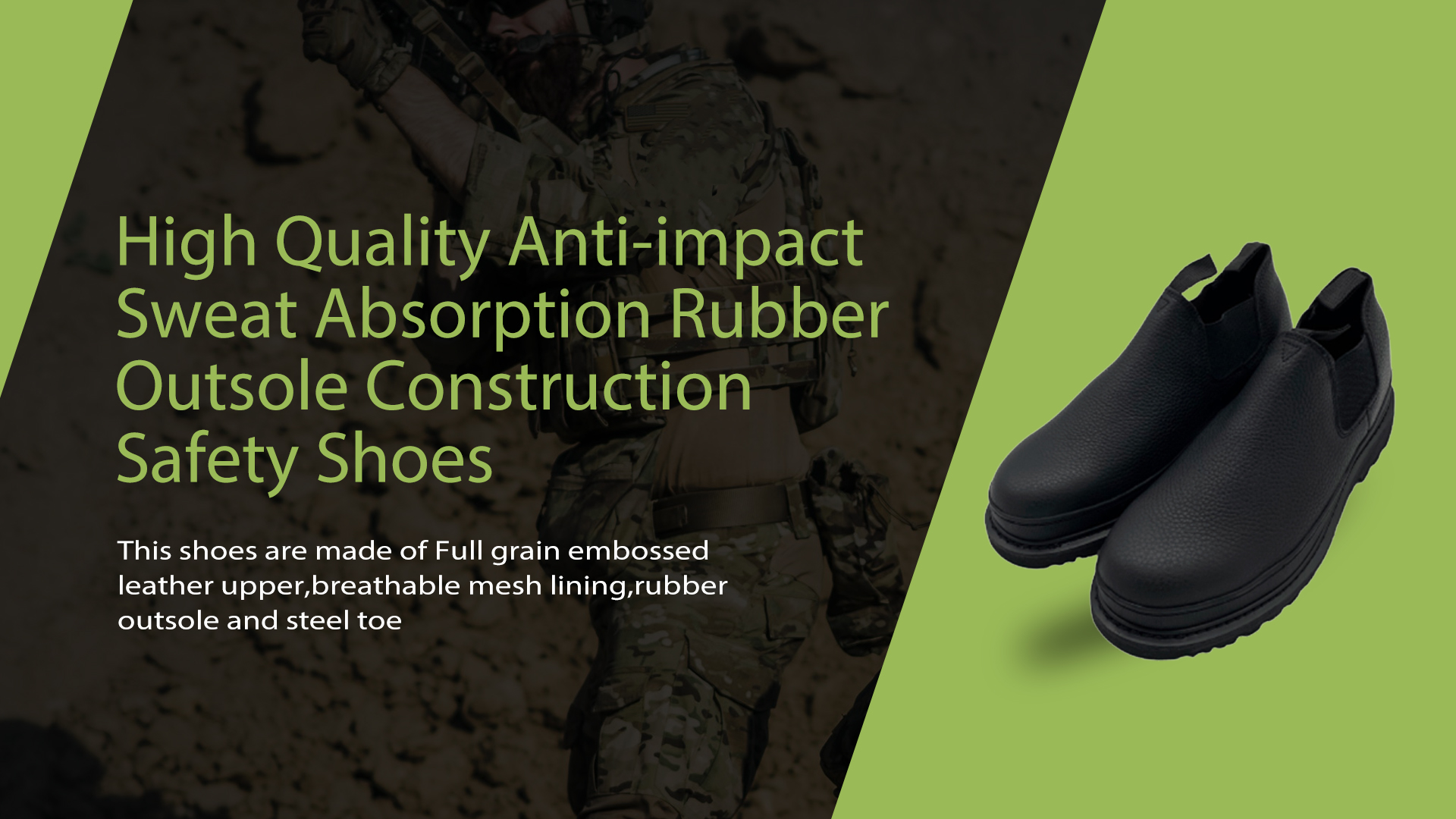 Sapatos de segurança de construção de borracha anti-impacto e absorção de suor de alta qualidade