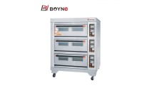 Commercial Bakery Kitchen Stainless Steel High Temperature Three Deck Six Trays Electric Bakery Deck Oven