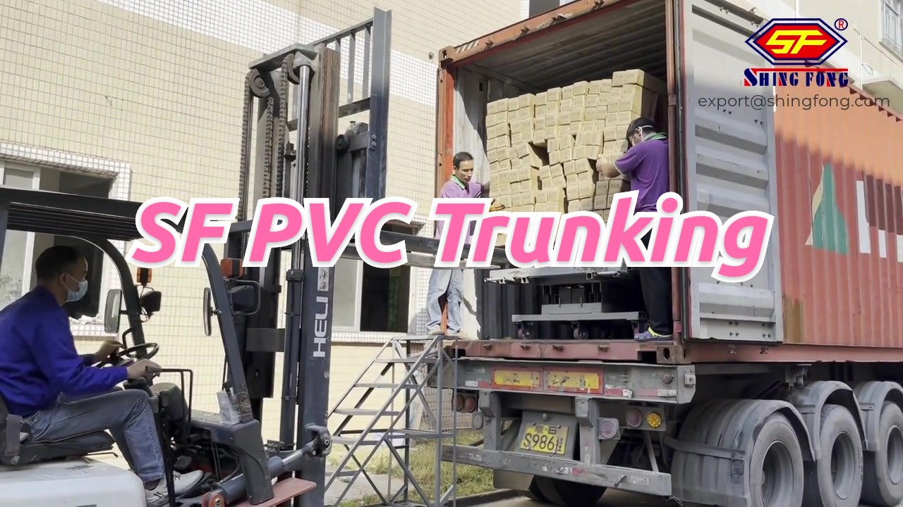 Shingfong loaded 1x40HQ of PVC Trunking in cartons 25x25mm, 20x20mm