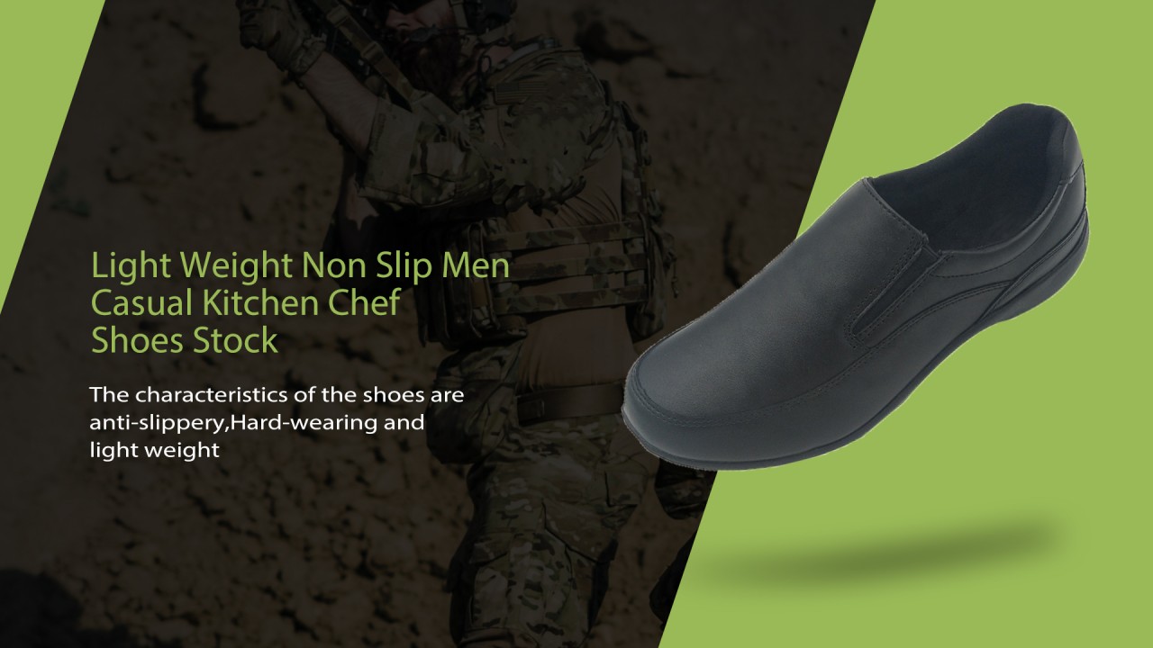 Estoque de sapatos masculinos antiderrapantes leves e casuais para cozinheiros de cozinha