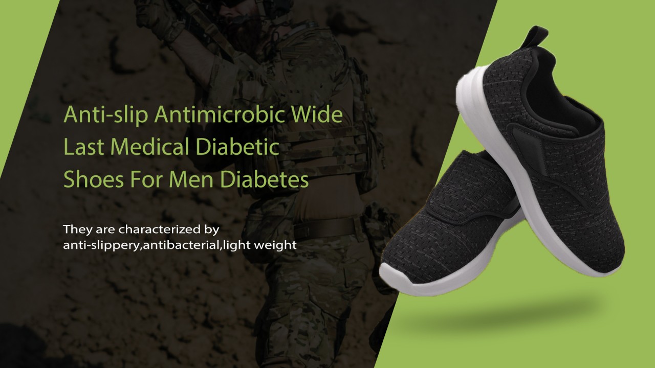 Chaussures diabétiques médicales antidérapantes et antimicrobiennes pour le diabète des hommes