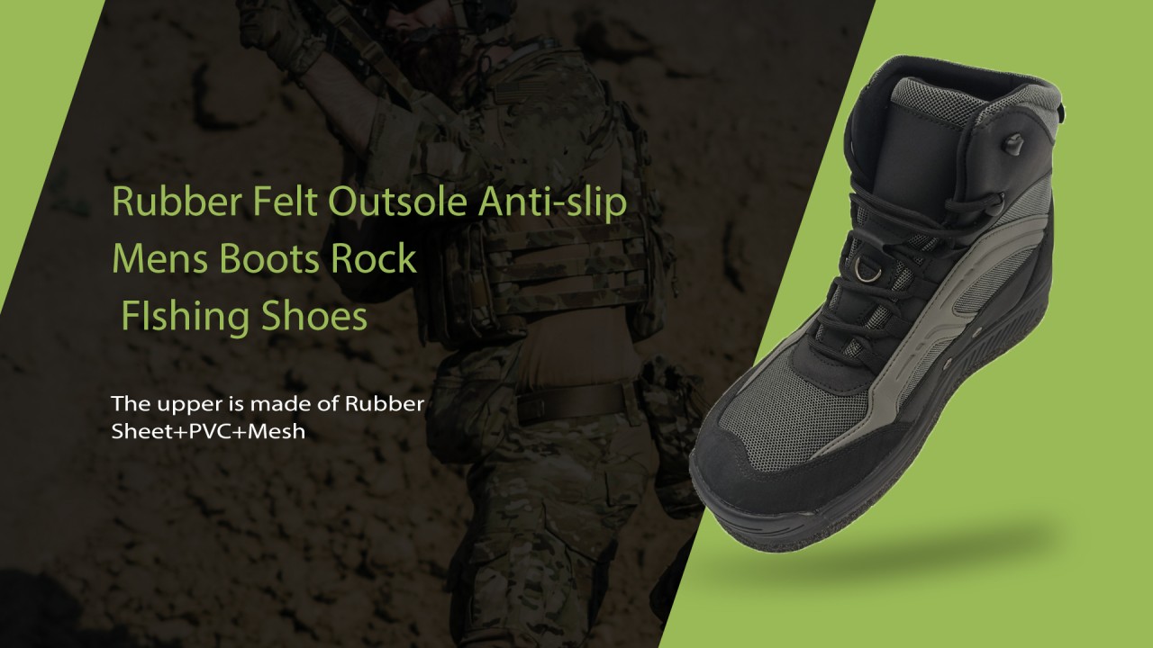 Rubber Felt Outsole Anti-slip Mens Boots Rock FIshing Shoes