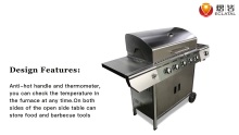 Customized Professional Portable 6 Burner Restaurant Commercial Outdoor Bbq Gas Grill