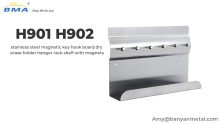 OEM / ODM service stainless steel magnetic key hook board dry erase holder hanger rack shelf with magnets BMA H901 H902