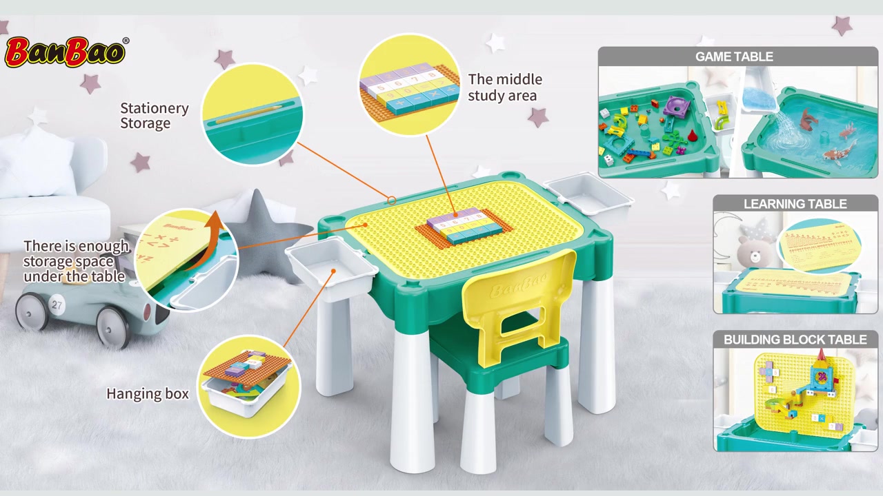 Sada multifunkčních stolů BanBao Kids 5 v 1 (2021)