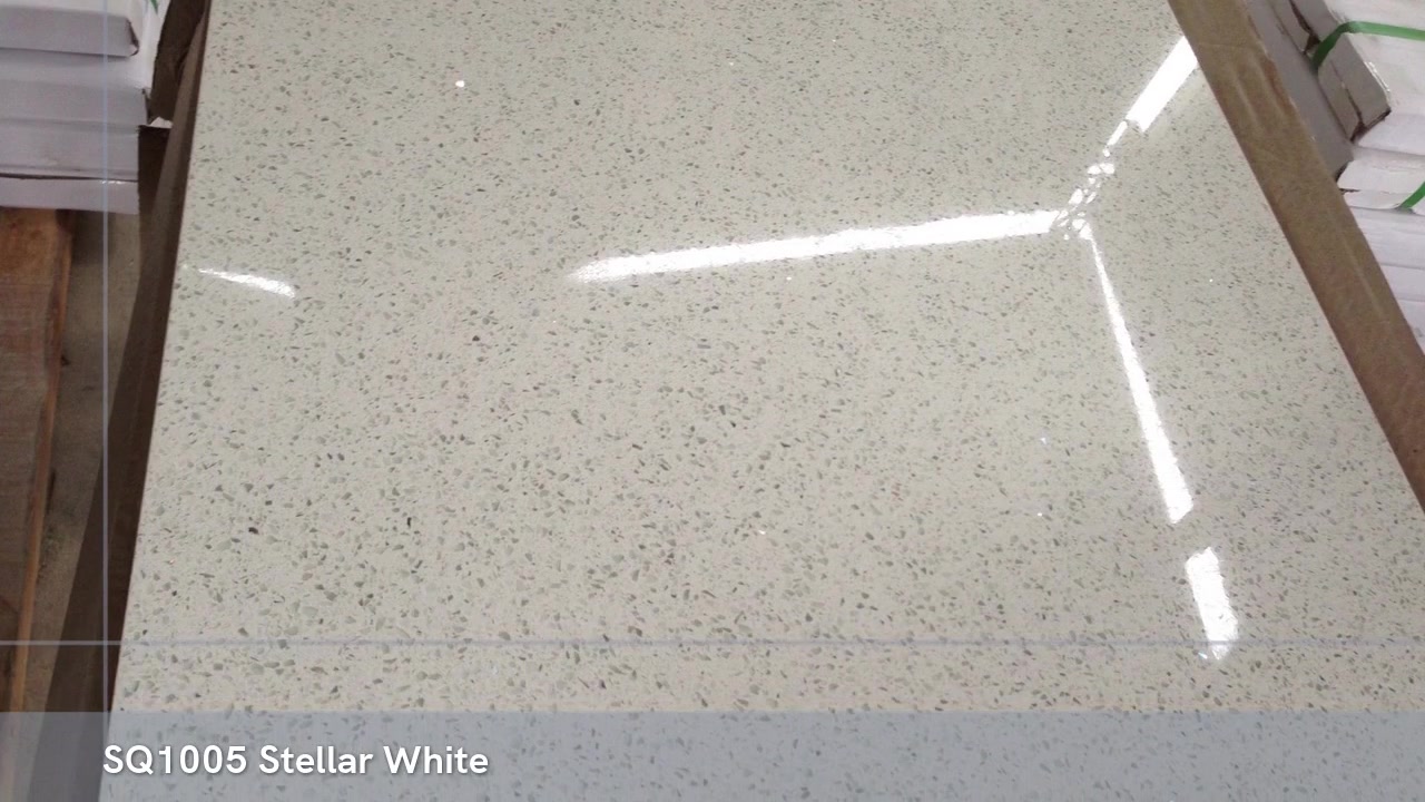 SQ1005 stellaire blanc Chine poli 3200X1600 miroir gris pierre de quartz artificielle