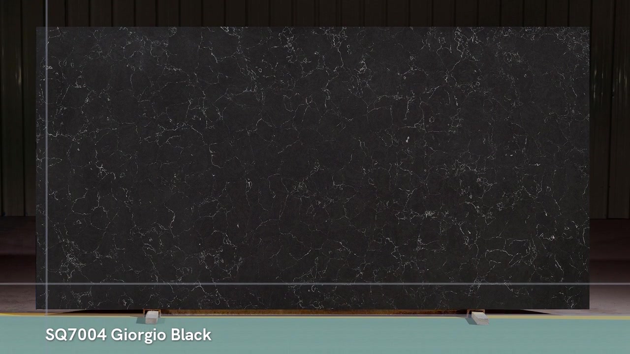 SQ7004 Giorgio Black Marble veins artificial quartz stone