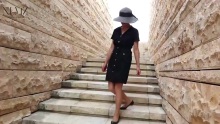 Black Causal Golden Buttons Dress