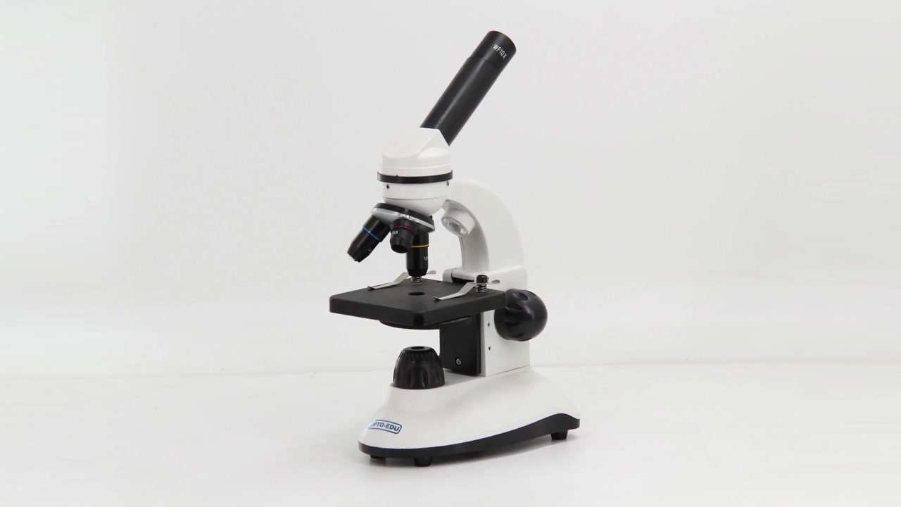 A11.1124 Microscope étudiant, double lumière sans fil, corps en plastique