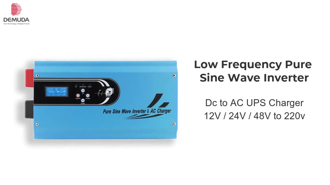 1000W Pure Sine Wave Inverter 12V DC to 110/120V AC, LCD Display, 2 USB  Port, 2 AC Outlets for RV Off Grid Camp Car Solar System FCC ROHS Certified
