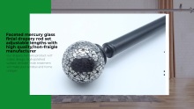 Faceted mercury glass finial drapery rod set adjustable lengths