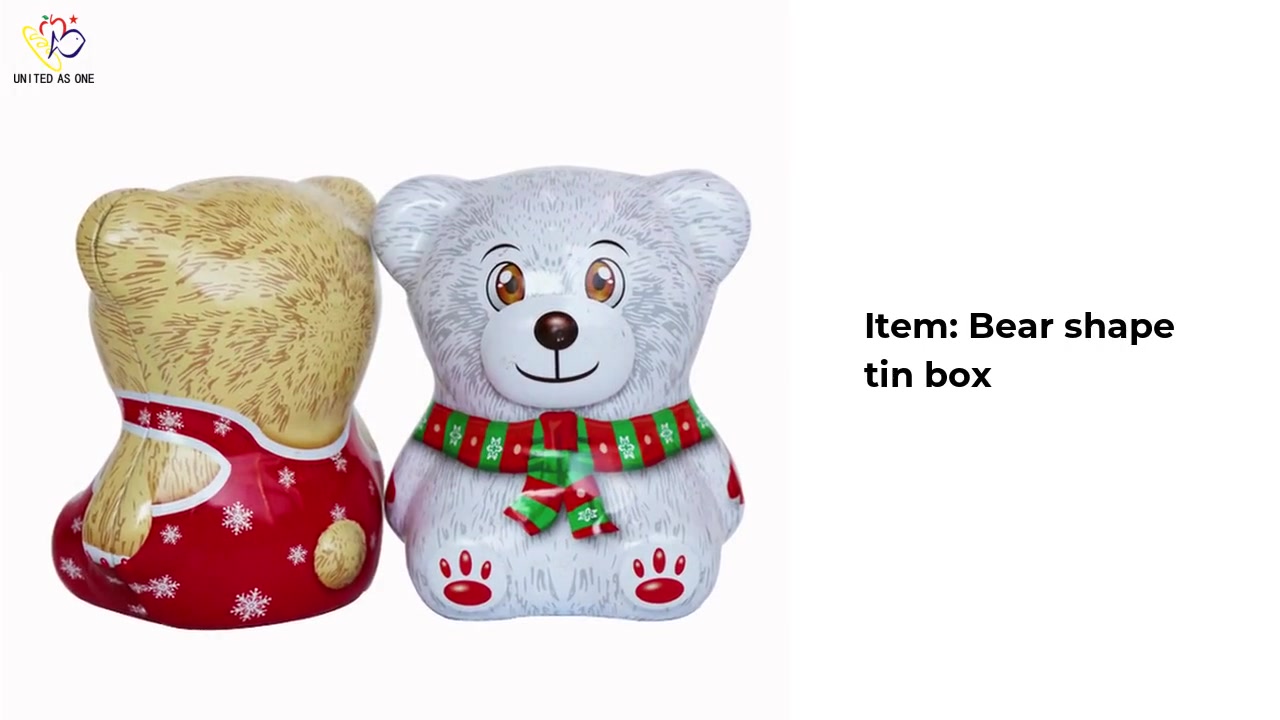 Bear shape tin box for Christmas JH003