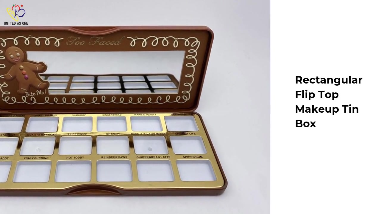 Rectangular flip top makeup tin box for eye shadow palette JH191