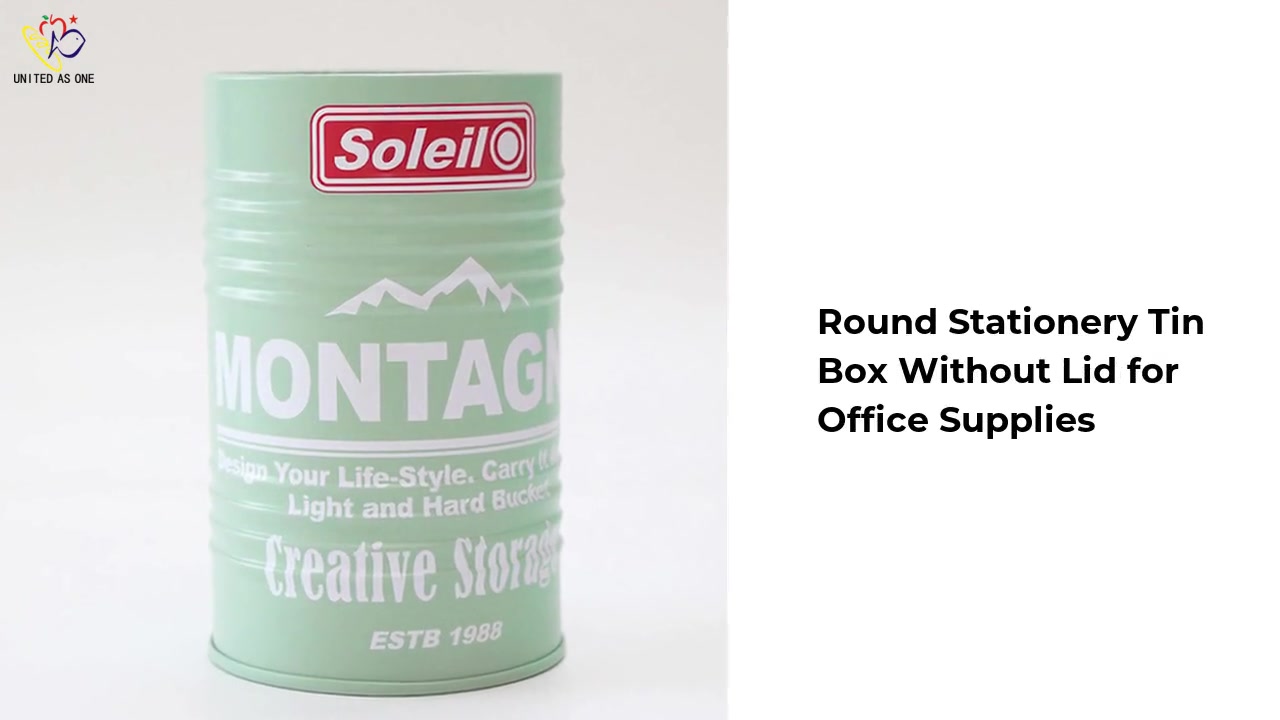 Round Stationery Tin Box Without Lid for Office Supplies JH162