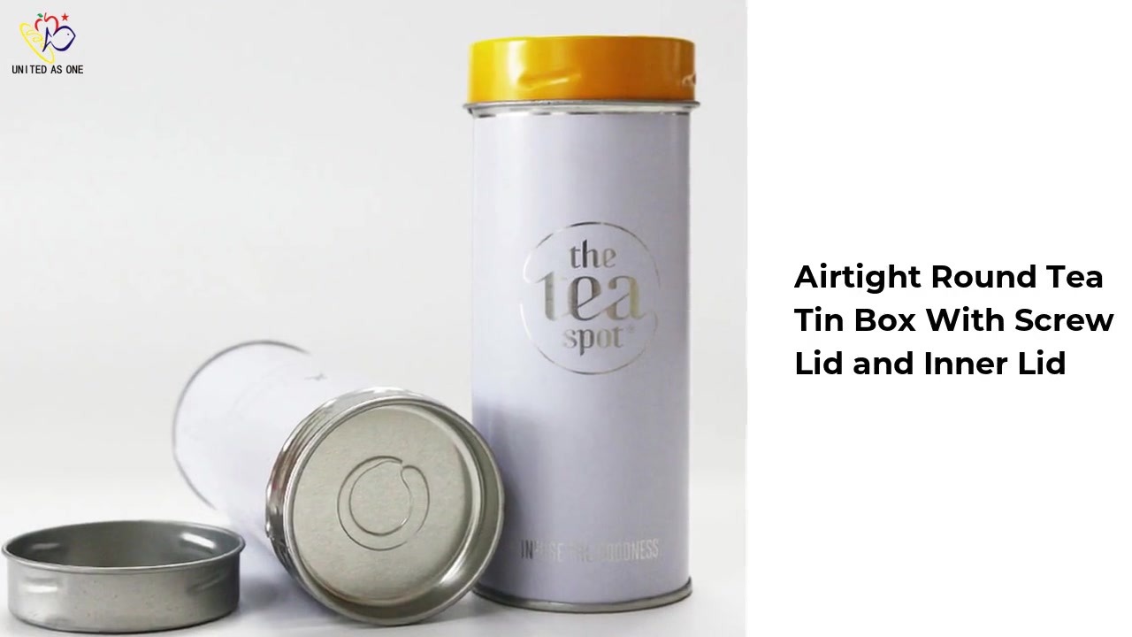 Airtight Round Tea Tin Box With Screw Lid and Inner Lid JH120