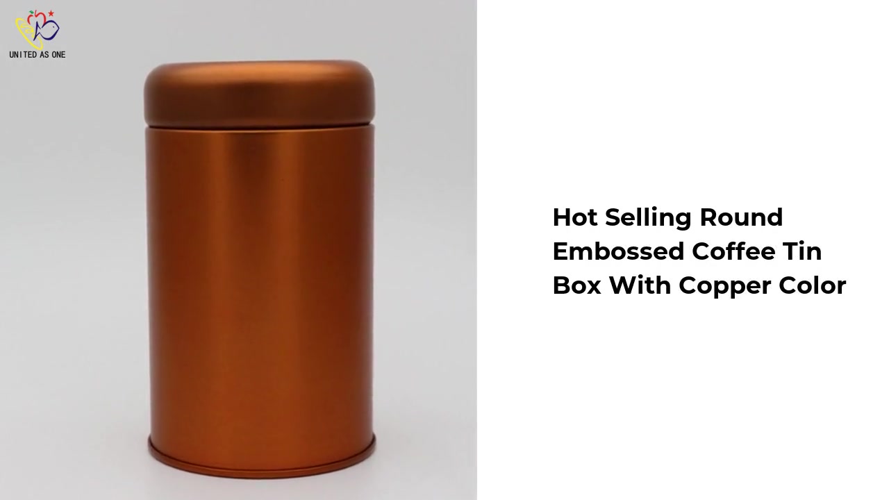 Hot Selling Round Embossed Coffee Tin Box With Copper Color JH195