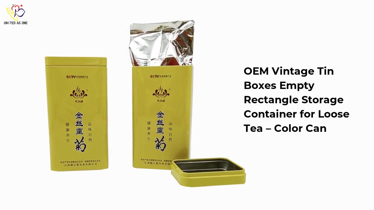 OEM vintage tin boxes empty rectangle storage container for Loose Tea – Color Can