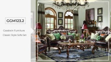 Goodwin Furniture High Quality Royal Style Solid Wood Table Fabric And Leather Couch Living Room Sofas GGM123.2