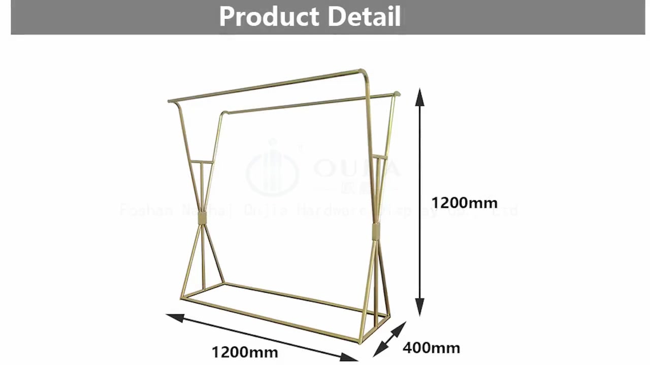 High Grade Gold Rack Lady Apparel Stand Wooden Shop Fitting Used Racks Display Furniture For Sale OJ-2019N070