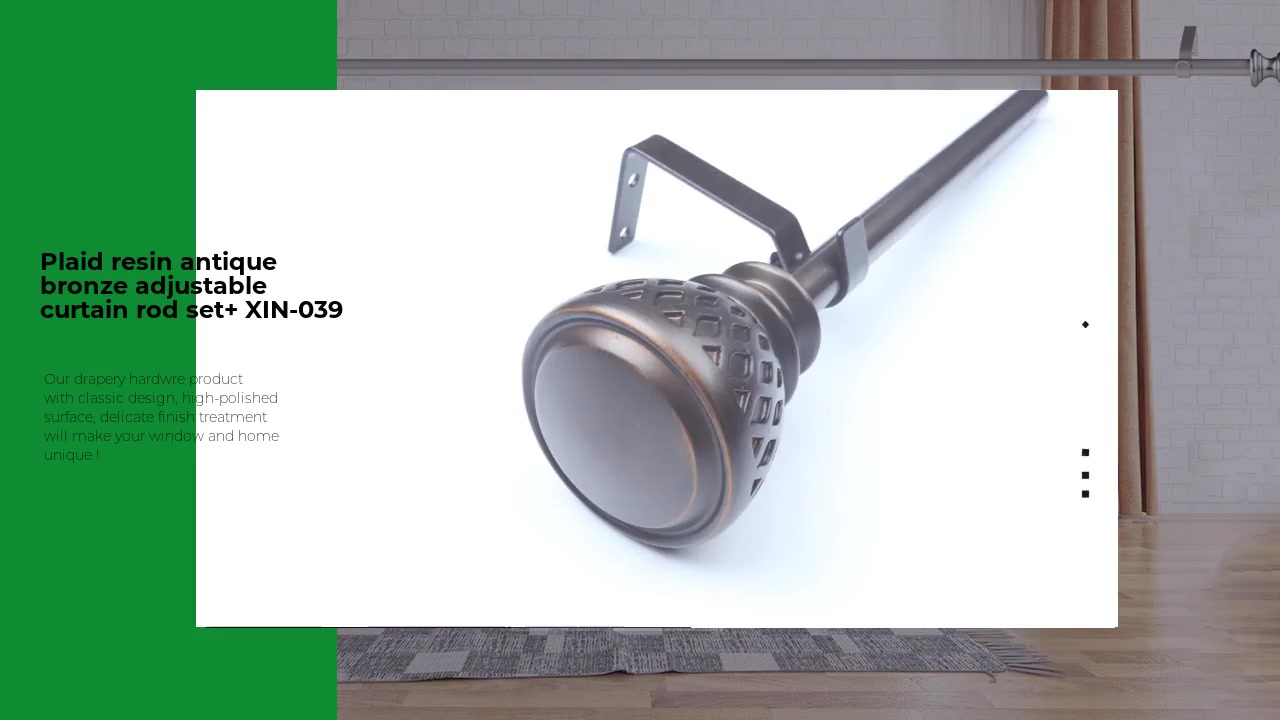 Best Quality Plaid resin antique bronze adjustable curtain rod set XIN-039 Factory