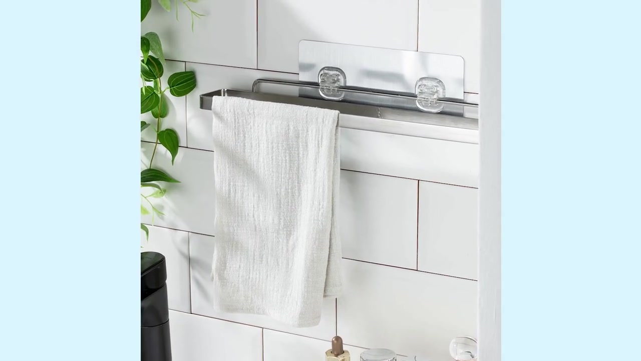 Antique Shower Towel Holder Self Adhesive Stainless Steel Bathroom Towel Shelf