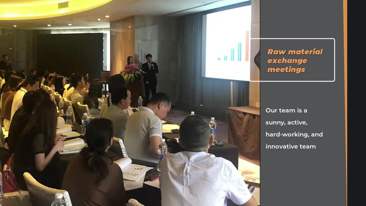 supply china discussion meetings, market trend training, and new product knowledge training every quarter