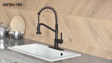 Kitchen Faucets with Pull Down Sprayer Solid Brass Matte Black Industrial Single Handle One Hole Or 3 Hole Faucet for Farmhouse Camper Laundry Utility Rv Wet Bar Sinks