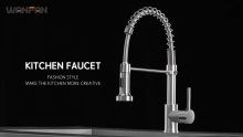Kitchen Faucet, Kitchen Faucets with Pull Down Sprayer Industrial Spring Kitchen Sink Faucet Brushed Nickel Solid Brass Faucet for Farmhouse Camper Laundry Utility Rv Wet Bar Sinks