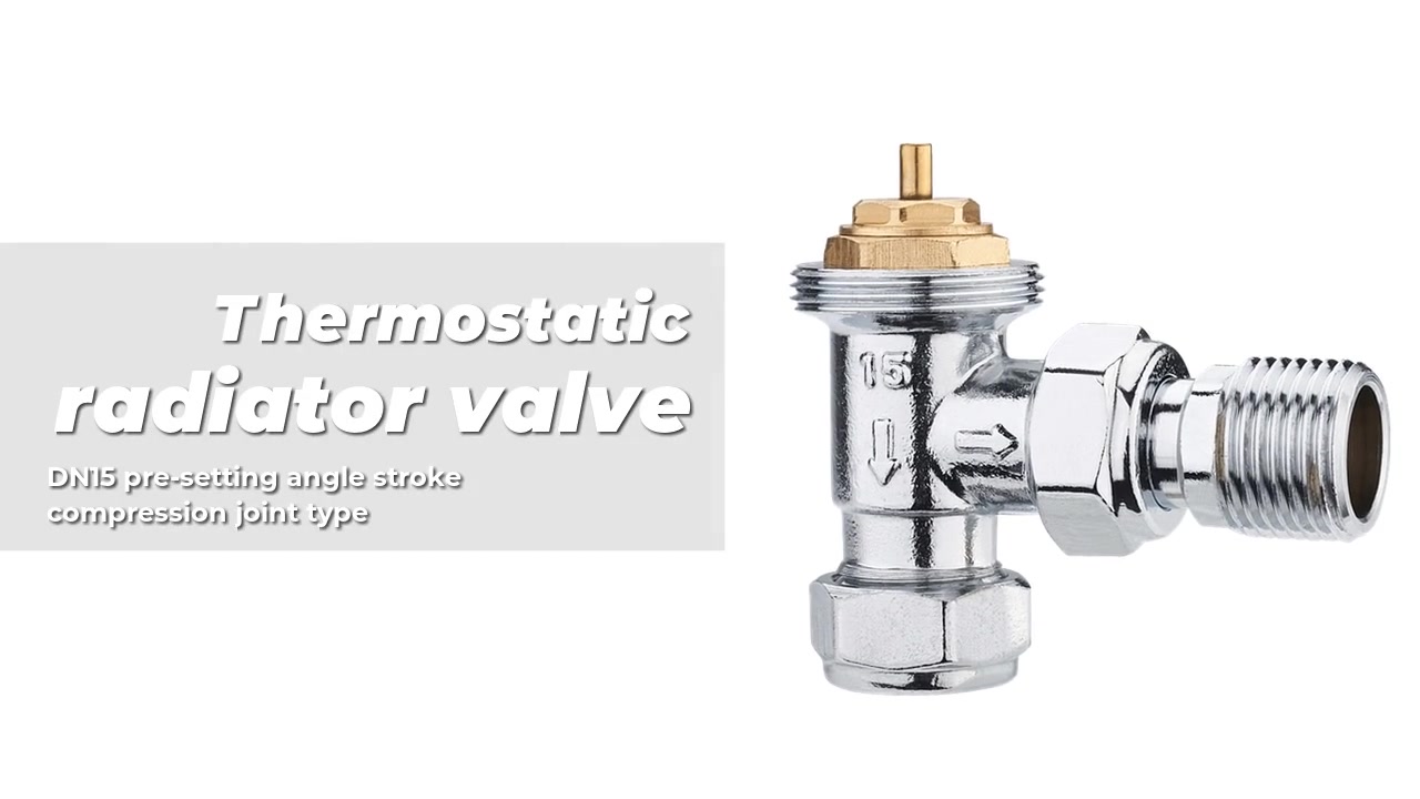 Thermostatic radiator valve DN15 pre-setting angle stroke compression joint type