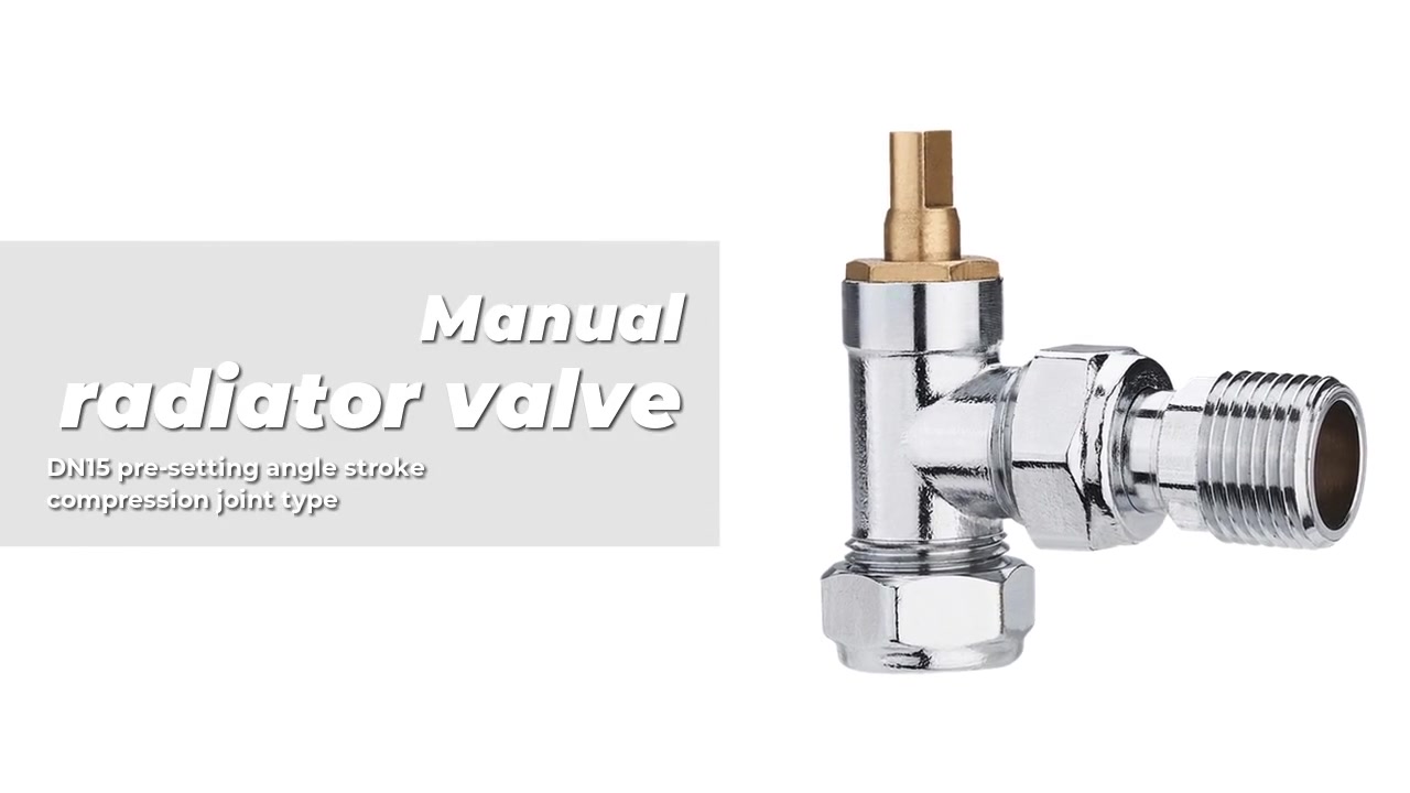 Manual radiator valve DN15 pre-setting angle stroke compression joint type
